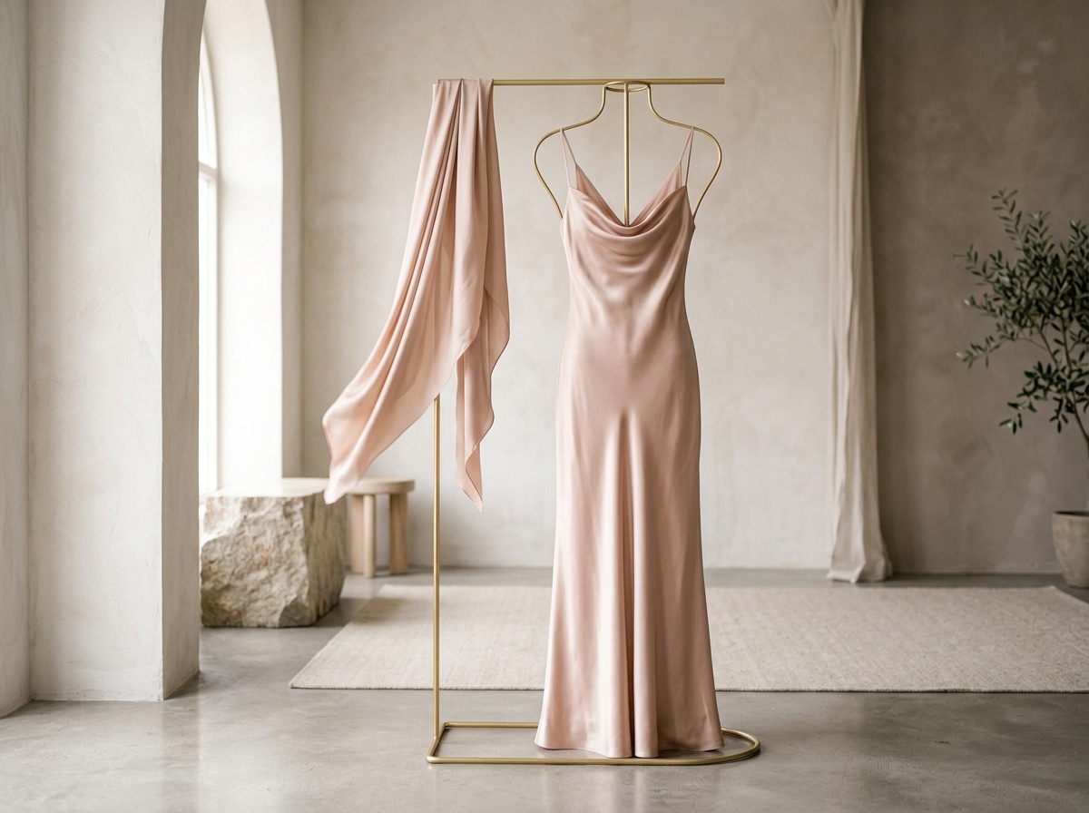 Bias-Cut Slip Dress & Stole - image 1